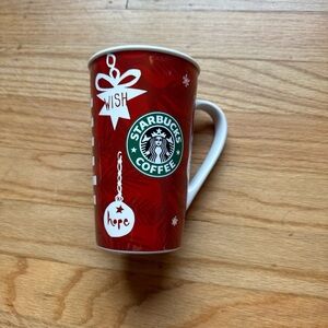 Starbucks Festive Red Mug with White Accents
